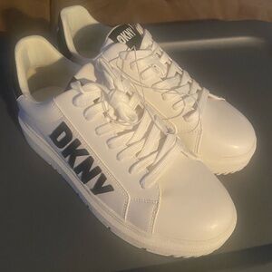 DKNY White and Black Logo Sneakers